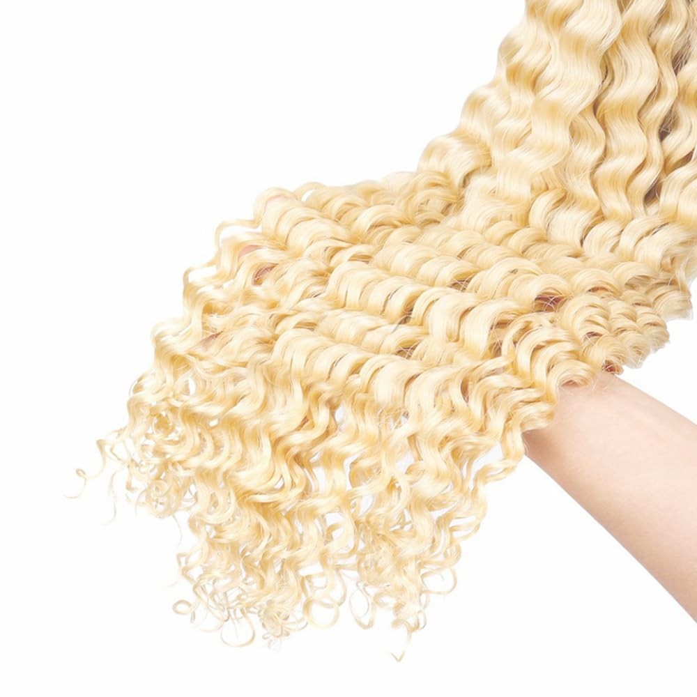 Auokmar Blonde Bundles Human Hair 613 Deep Wave Bundle 16 18 20 Inch 8A
