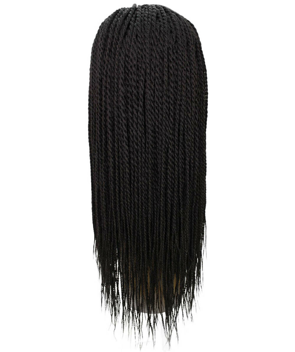 LUXLUXE Nikkita Straight 25″ Long 4X4 Hand-Tied Lace Braided Wig, Natural Black