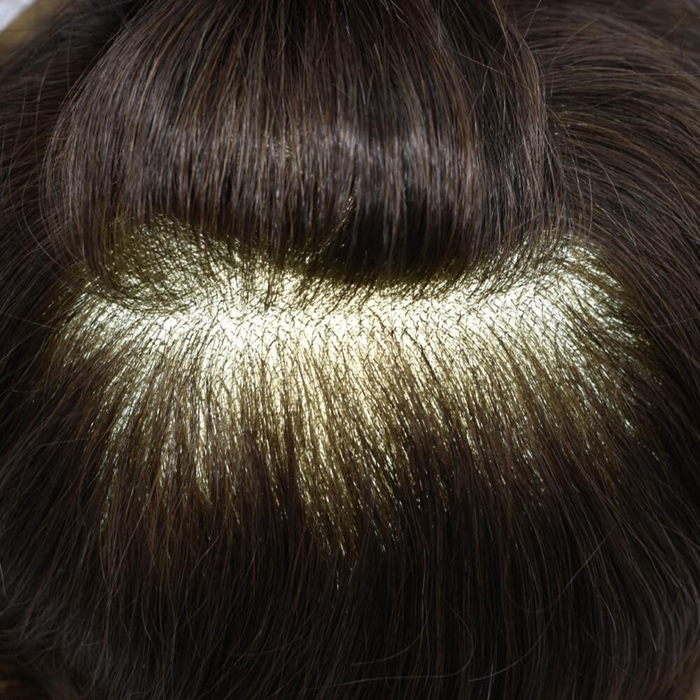 Men’s Toupee Lace Hair System – Fine Welded Lace – 2# DARKEST BROWN 100% Density