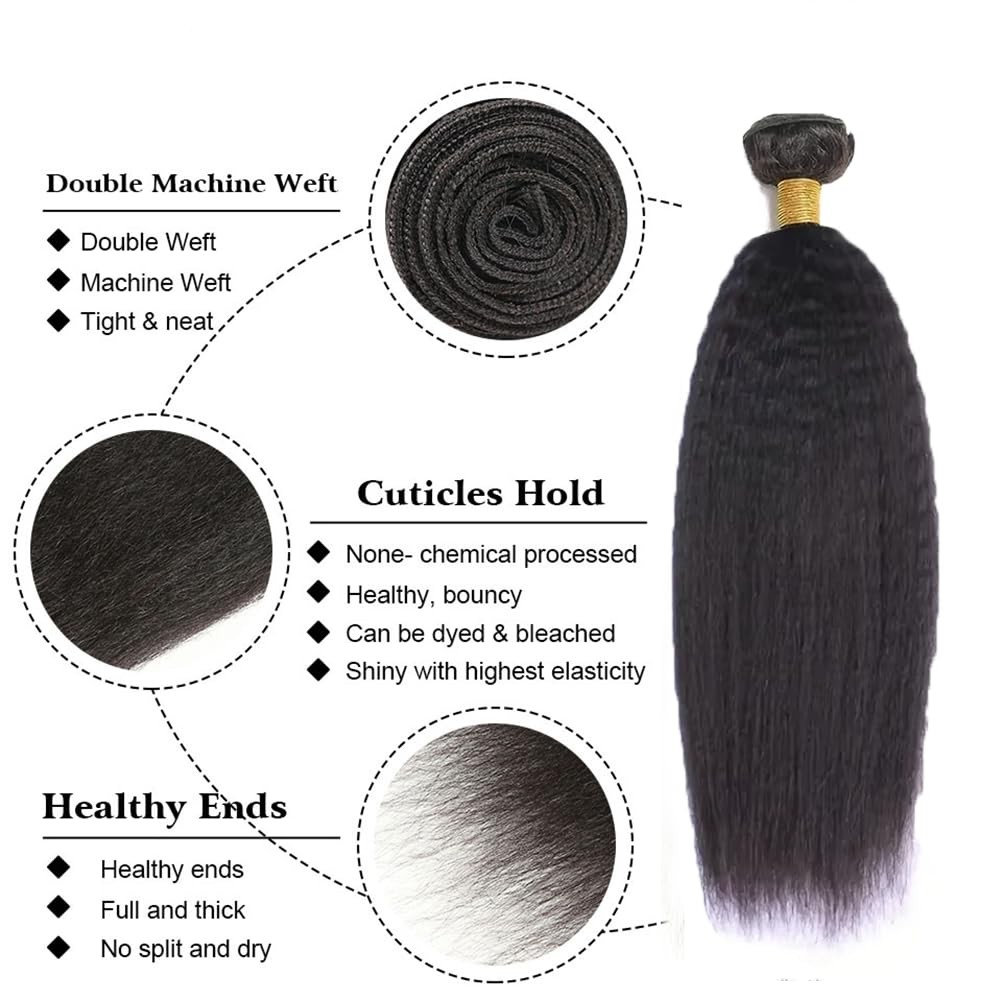 Ladrxadr Human Hair Bundles Yaki Straight Bundles 28 30 32 Inch Yaki Human Hair