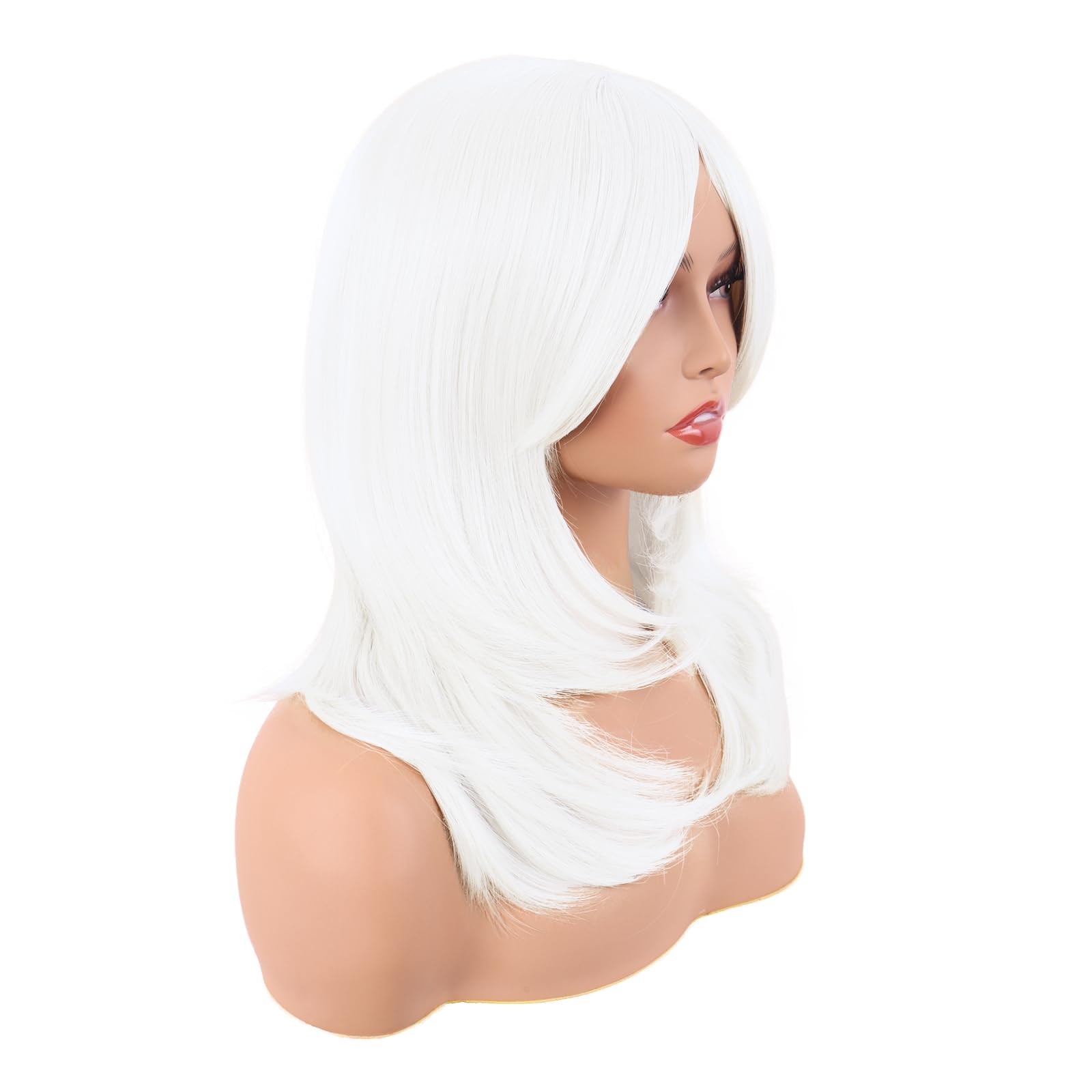 20 Inch/50 cm Long Layered With Bangs Straight Synthetic fiber Shoulder Lengt…