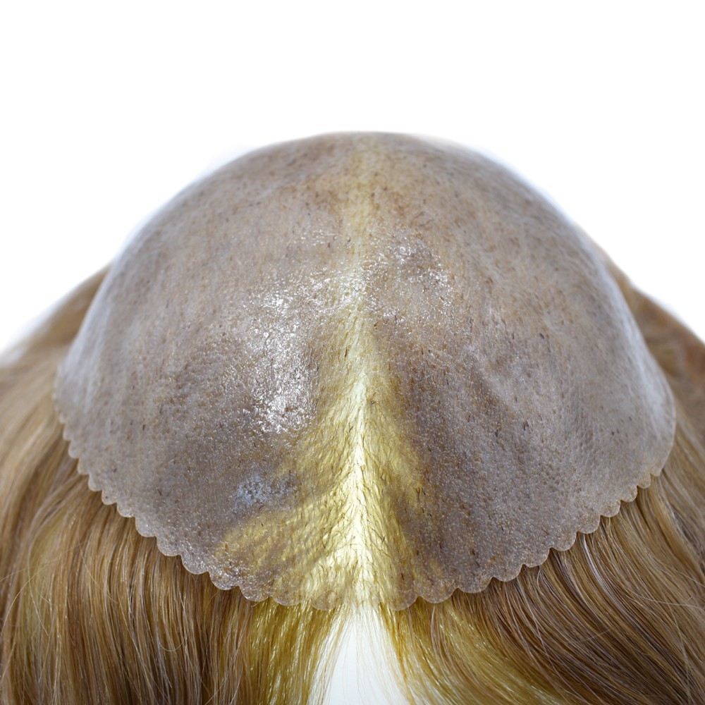 Full Poly Skin Mens Toupee Injected PU Human Hair System Replacement Wig for Men