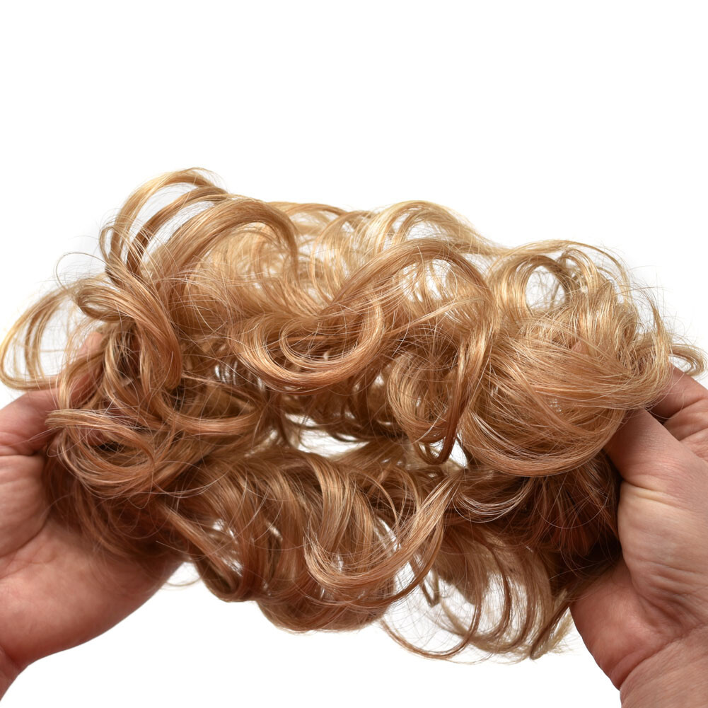 Large Curly Messy Rose Bun Hair Piece Scrunchie Ponytail Natural As Human Hair