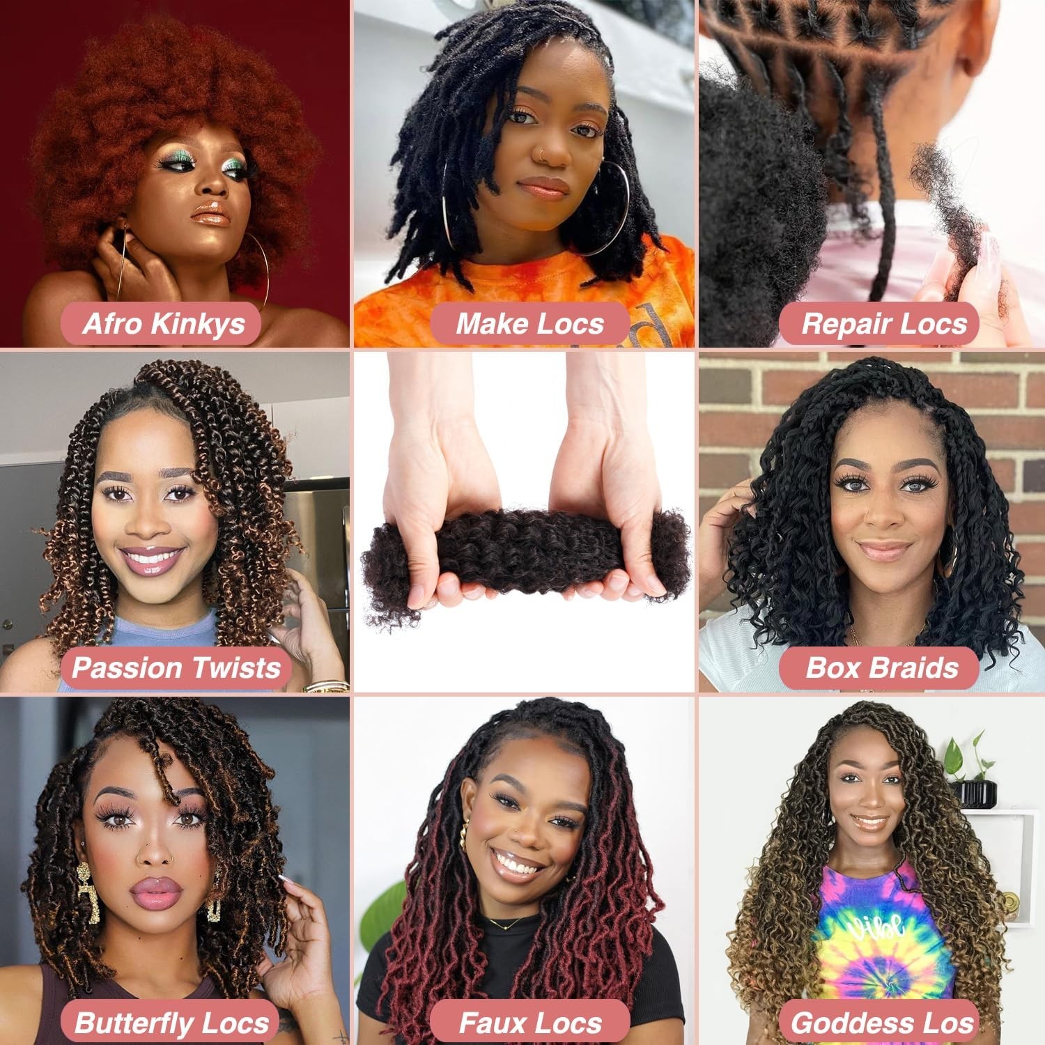 10 in Afro Kinkys Bulk Human Hair Dreadlock Extensions 60g #1B Natural Black