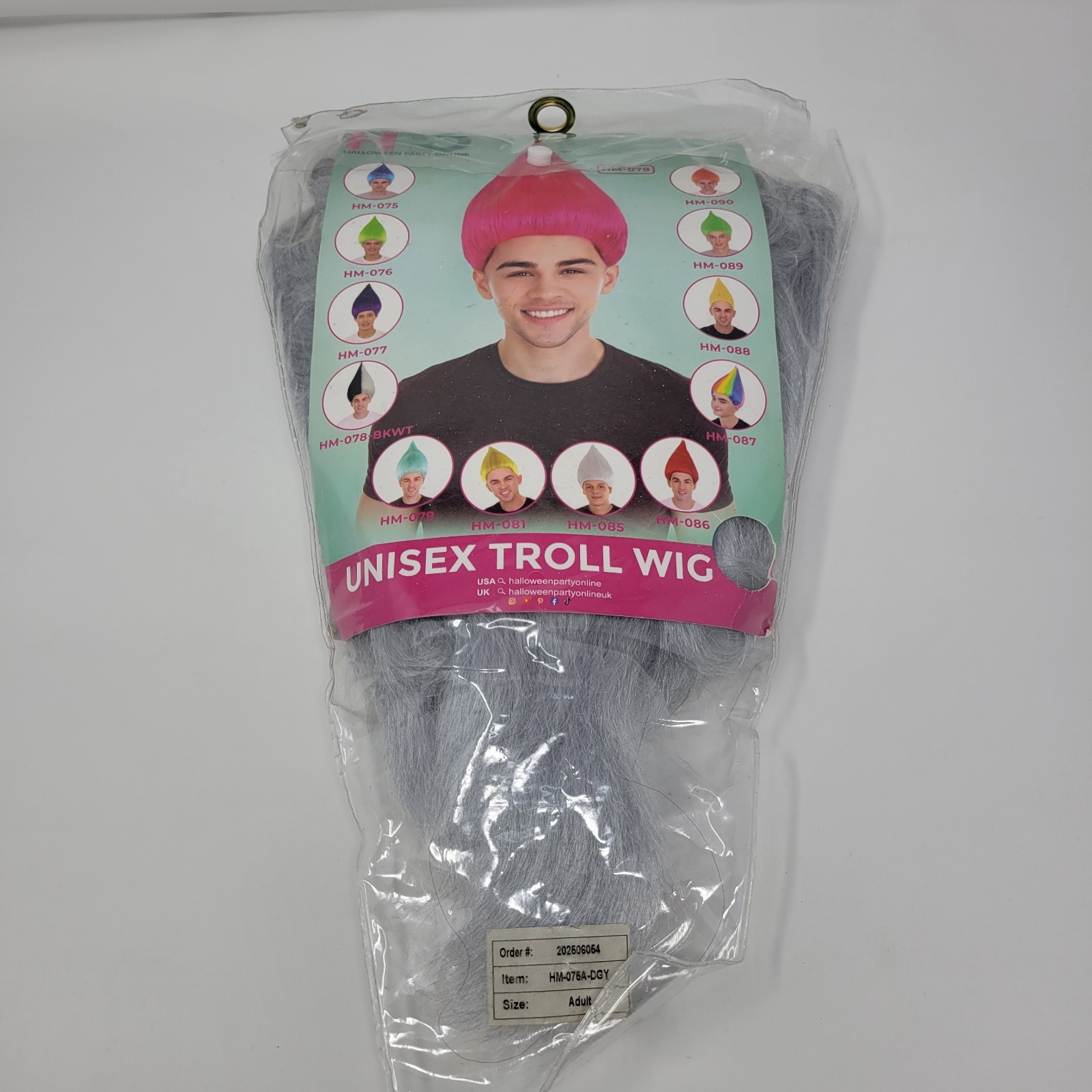 Unsex Troll Wig Adult Gray HM-075A-DGY Unisex NOS Costume Cosplay Party Online