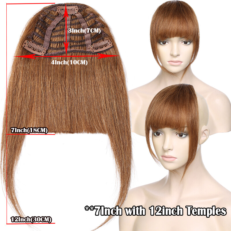 Clip in 100% Remy Human Hair Thin Air Neat Bangs Topper Piece Fringe Hairpiece U