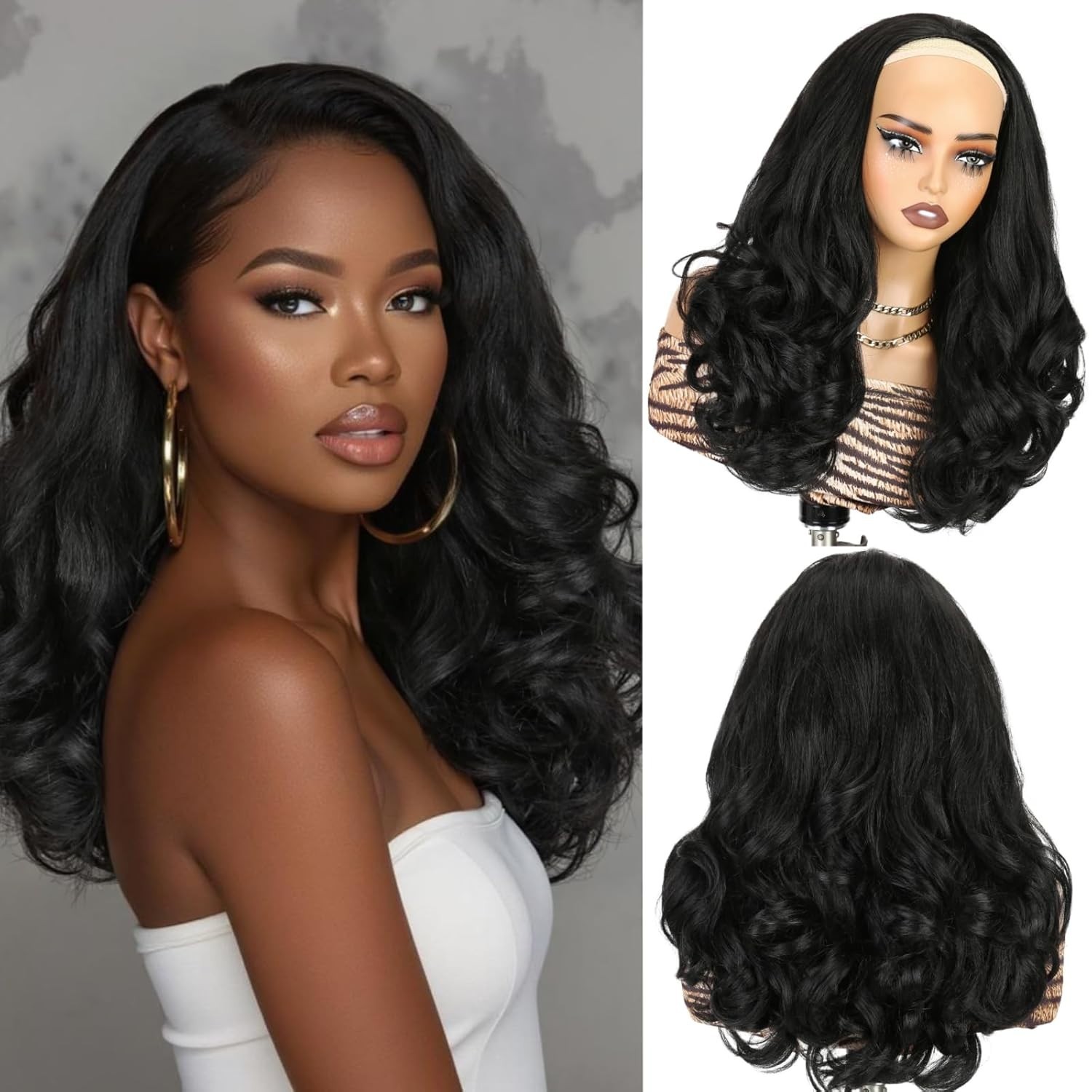 quickwig Yaki Curly Half Wig Body Wave Glueless Wigs 3 In 1 Seamless Kinky Half