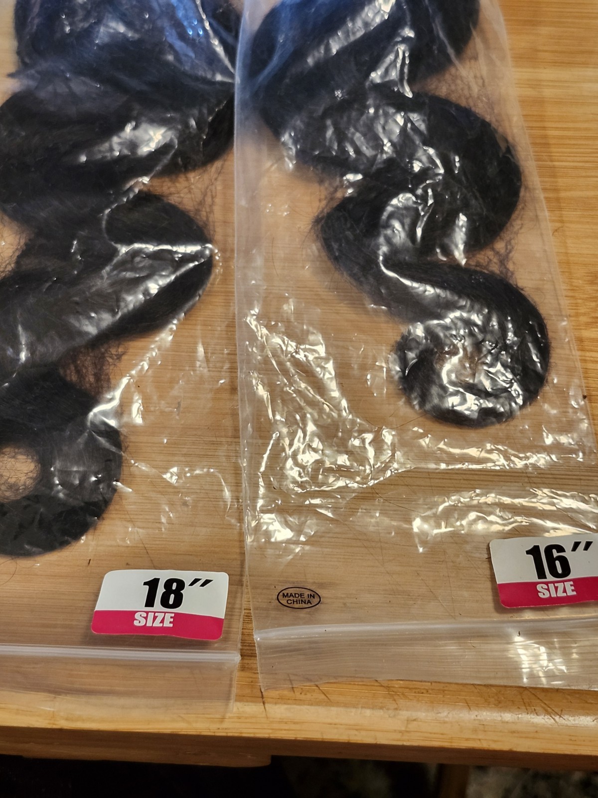 Amella Human Hair Extension 16 & 18 inch Virgin Hair Black Wavy