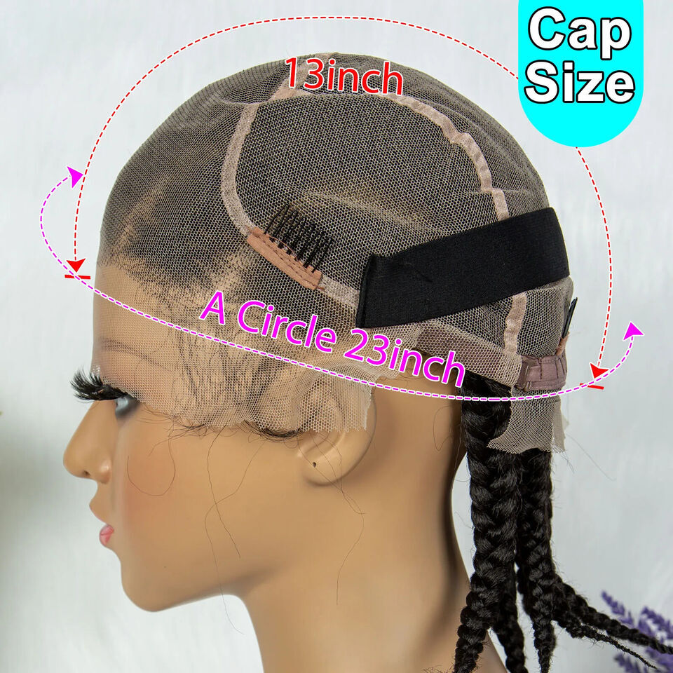 Full Lace Cornrow Box Braided Wig Fiber Lace Front Braids Wig with Baby Hair US