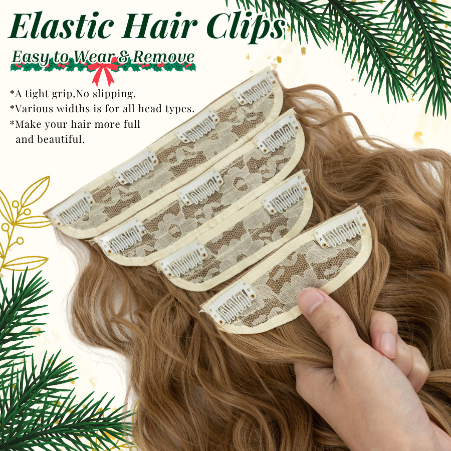 Natural Thick Full Head Balayage 4Pcs Clip in Hair Extensions Soft Hairpiece US