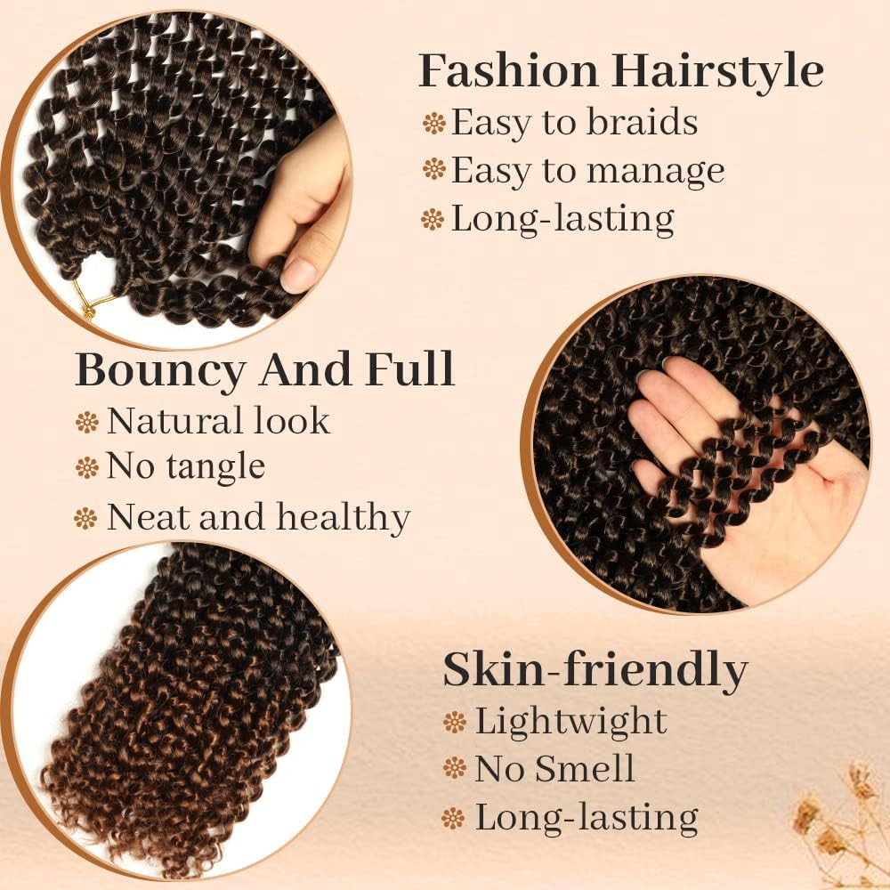 ShowCoco Passion Twist Hair 36″ 8-Packs Ombre Burgundy Water Wave Crochet