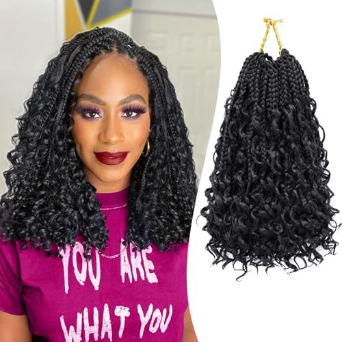 Goddess Box Braids Crochet Hair 10 Inch 8 Packs Pre 10 Inch(pack of 8) 1B