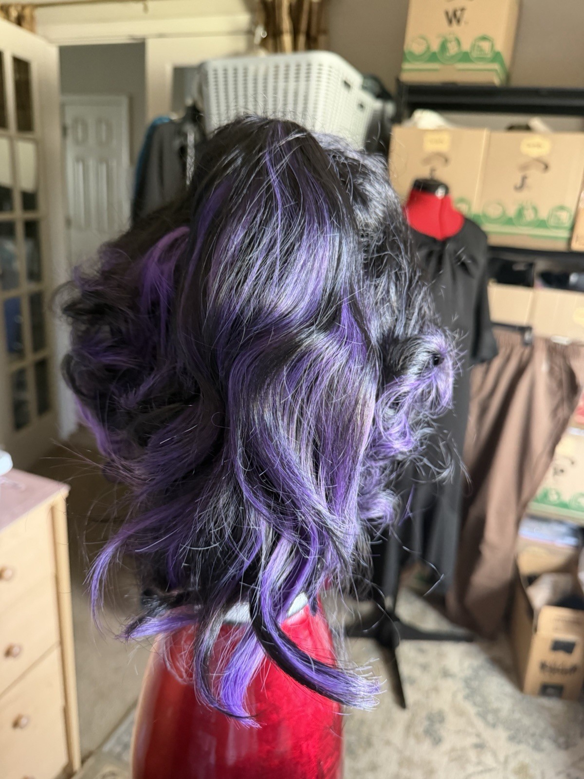 Womens Purple And Black Cosplay Anime Costume Wig With Bangs