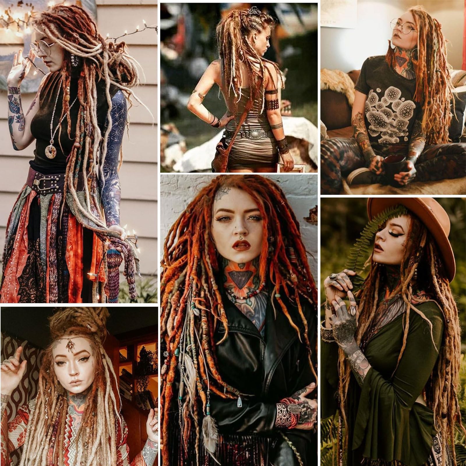 15 Strands 22-Inch Wool Double Ended Synthetic Dreadlock Extensions Mixed Brown