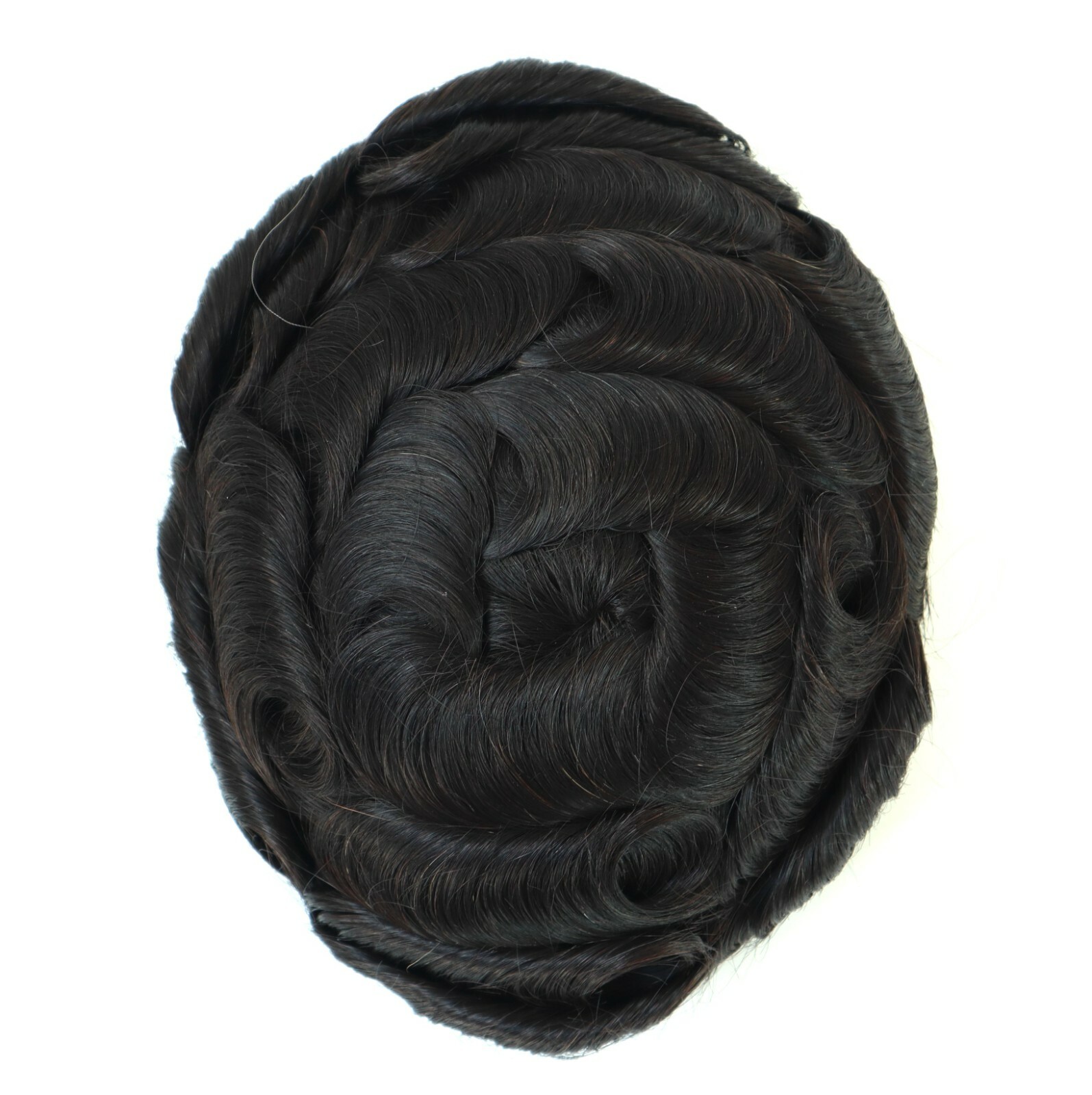 Mens Hair Replacement System Durable Fine Mono Toupee Indian Remy Hairpiece #1B