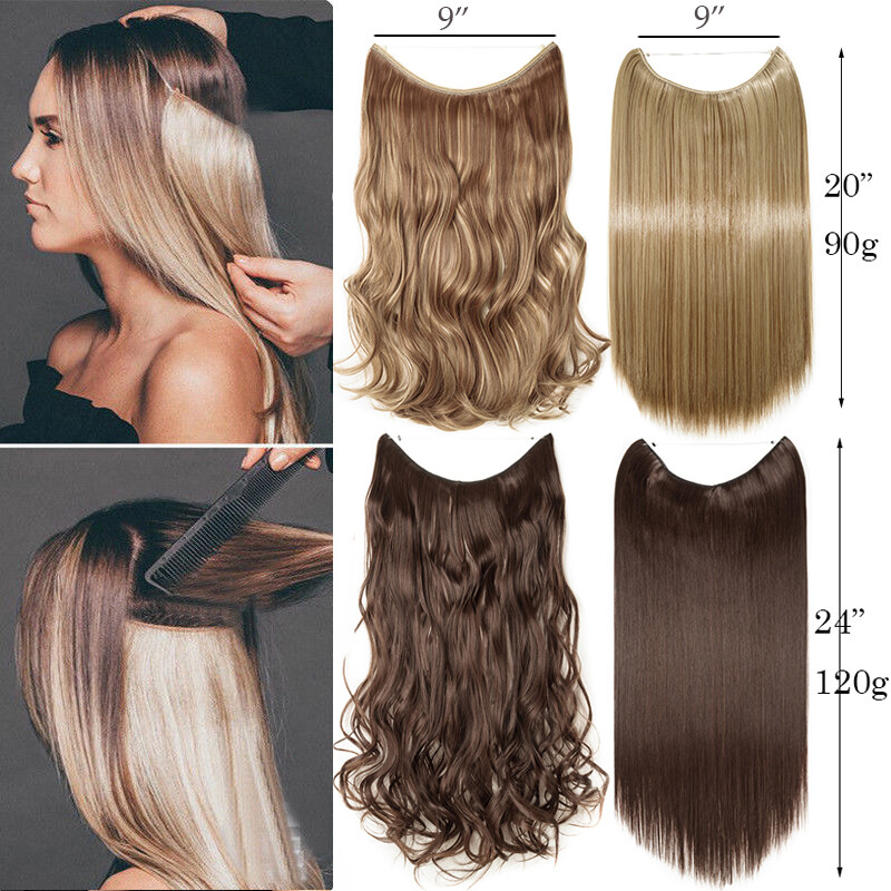 Secret Natural Wire in Hair Extensions Hidden Head Band One Piece Thick as Human