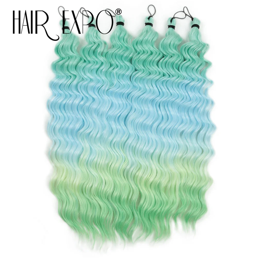 18 Inch Deep Wave Twist Crochet Hair Synthetic Ombre Rainbow Color Afro Curls