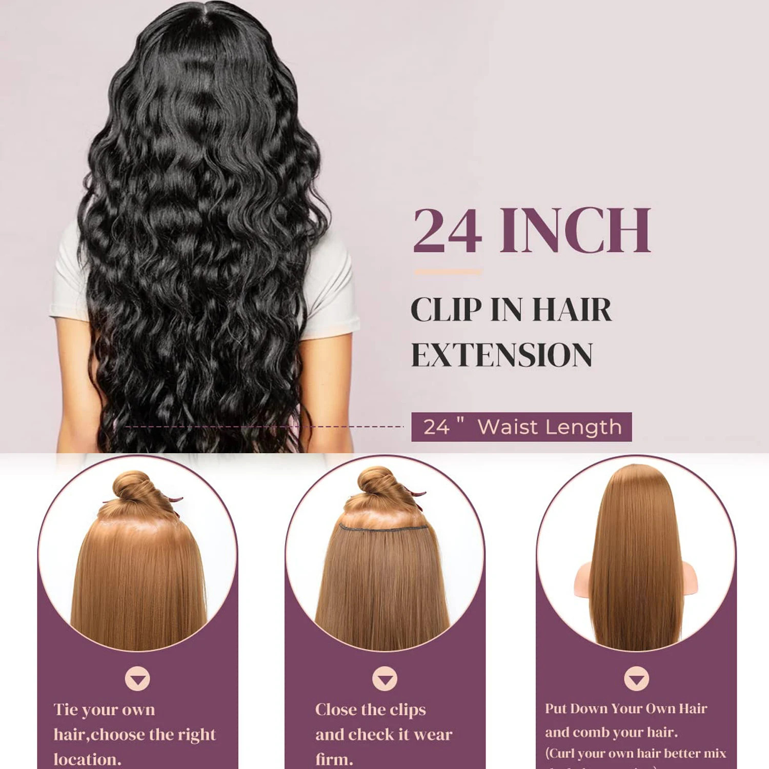 16 Clip In Hair Extensions 22 Inch Water Wave Synthetic Hair For Women