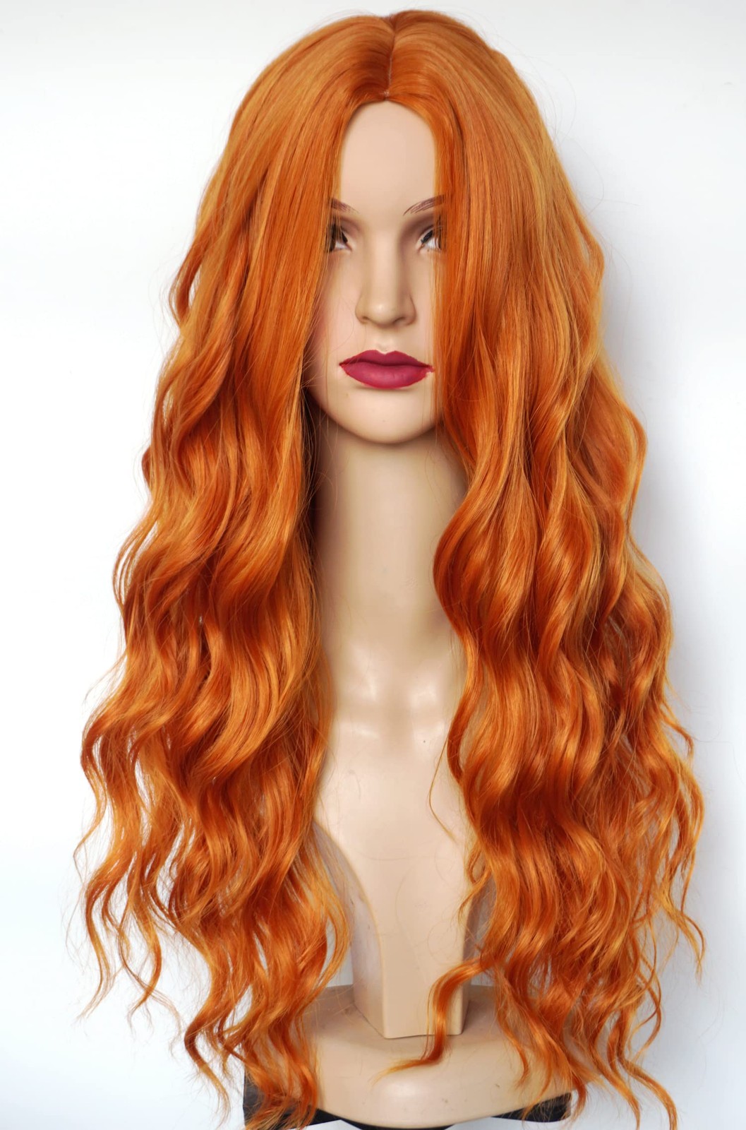Long ginger red wig,red curly wig synthetic Heat Resistant Fiber 28inches lon…