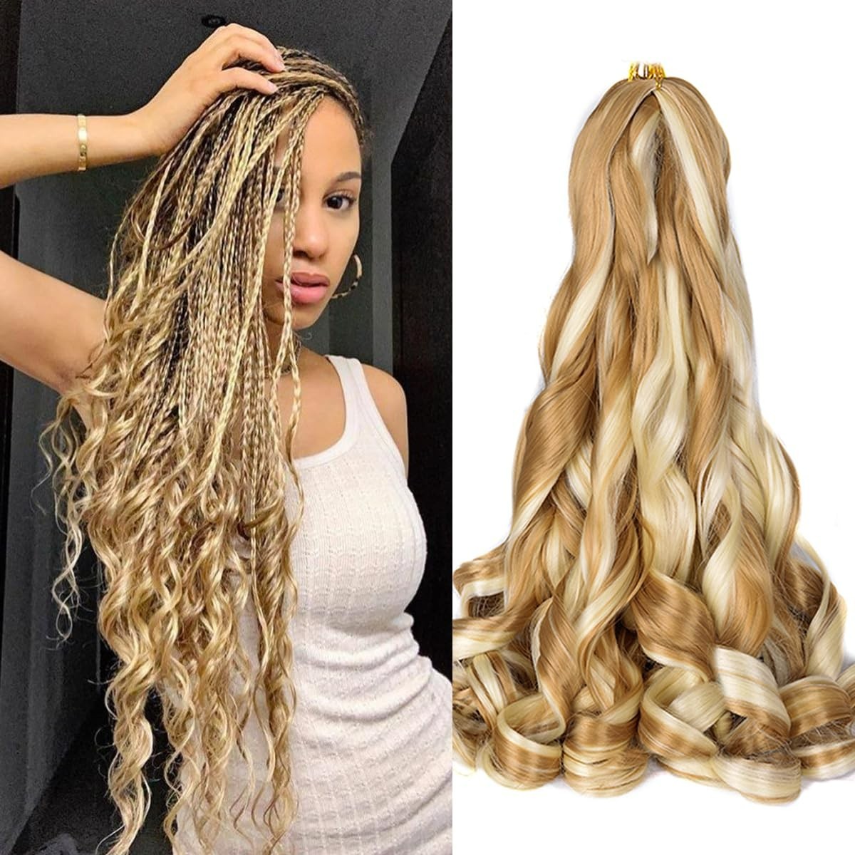 Soft & Silky 24-Inch Bouncy Crochet Hair – 8 Packs of Synthetic Curls