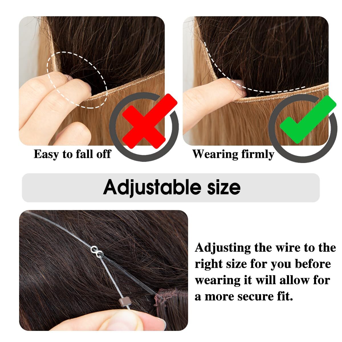Invisible Wire Hair Extensions with 3 Clips Long Synthetic WavyExtenciones De Ca
