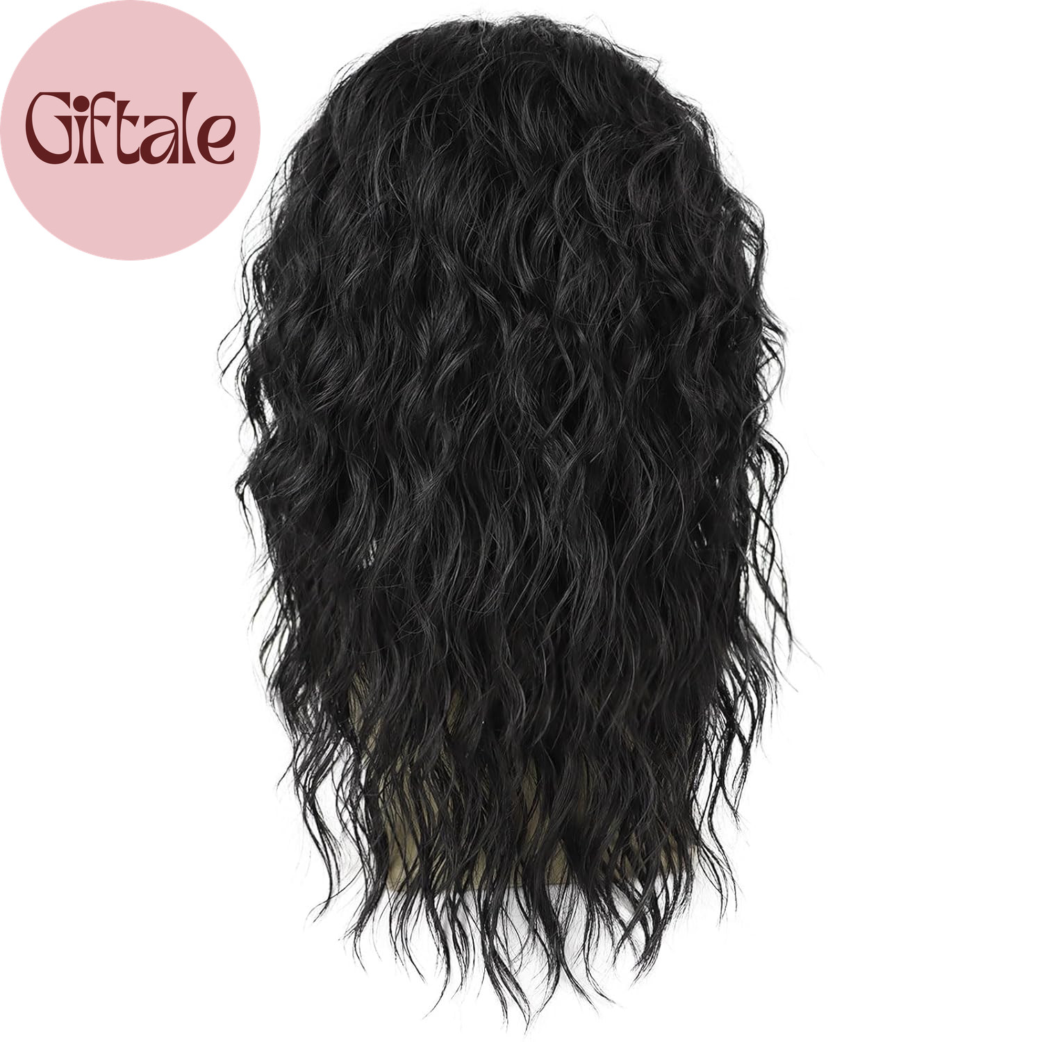 Mens Black Curly Wig 70S 80S Long Wavy Synthetic Hair Wigs for Rocker Costume Pa