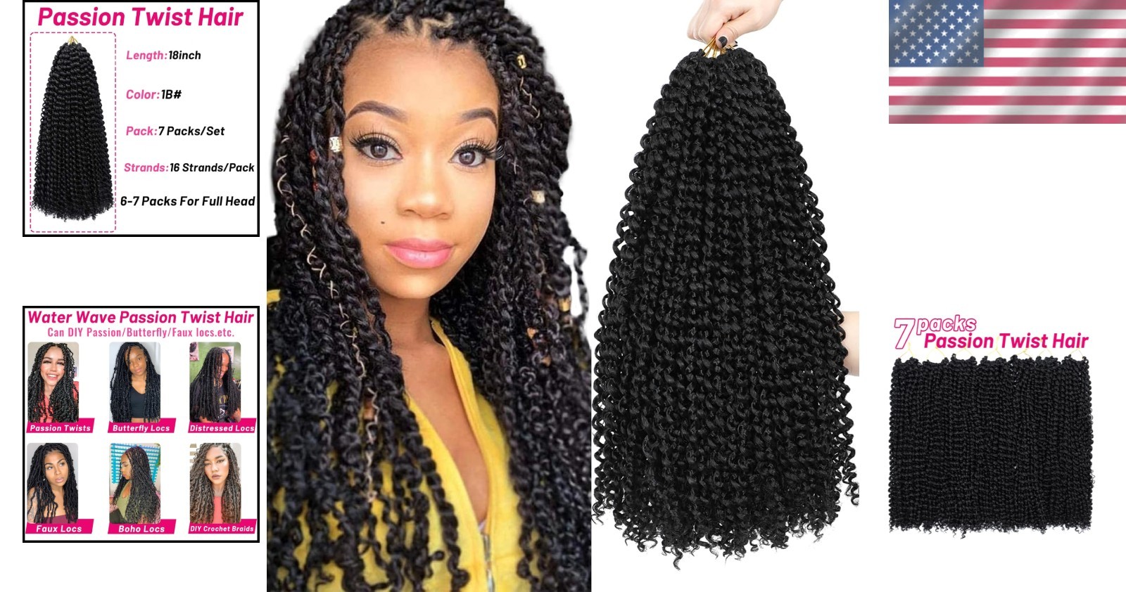 Boho Style Passion Twist Braiding Hair 18 Inch – Pack of 7