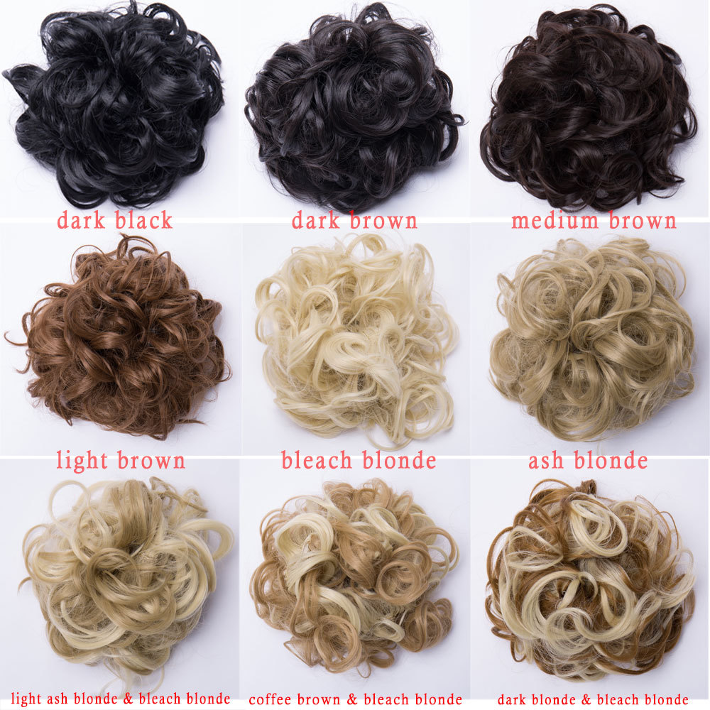 Real Thick Hair Extension Scrunchie Wrap Messy Bun Updo Curly Ponytail Chignon H