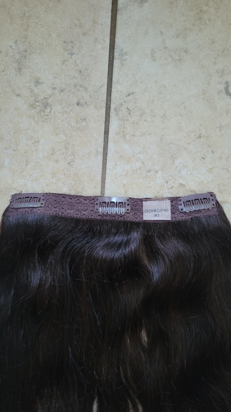 (1 Piece-Back Piece) Hidden Crown Clip In #3 Dark Brown Remy Human Hair 12″