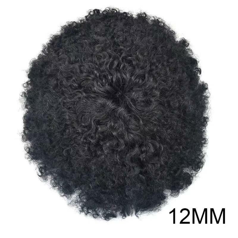 Afro Curl Mens Toupee 6MM African American Wig Full Poly PU Afro Curl System
