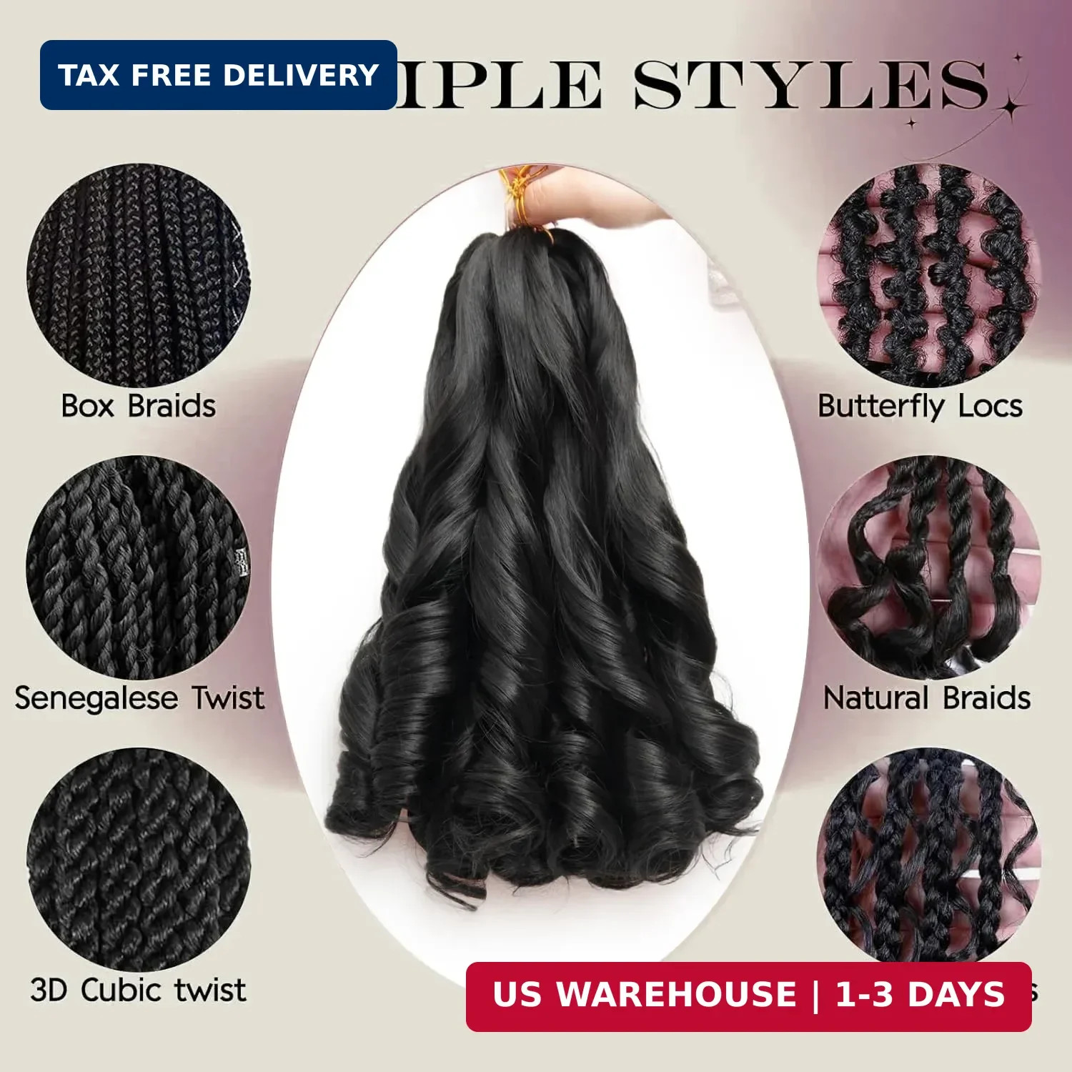French Curl Braiding Hair 12 Inch Curly Braiding Hair 8 Packs Pre Stretched Fren