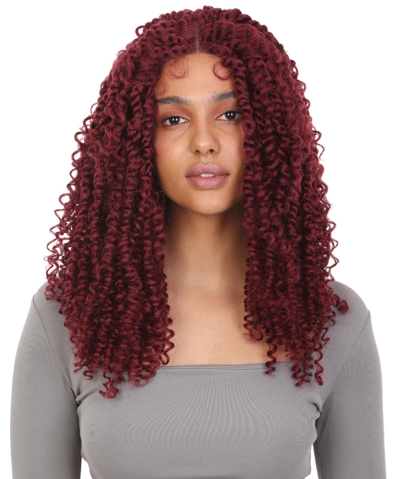 LUXLUXE Tierra Curly 19″ Long 4×4 Hand Tied Lace Braided Wig, BLB-0141