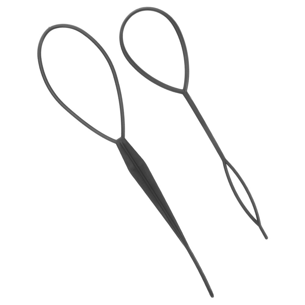 2Pcs Reusable Black Hairdressing Tool Elastic Crochet Braids Needle for Women