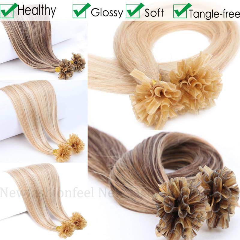 Hot Fusion 0.5g 1g Pre Bonded Nail U Tip Real 100% Human Remy Hair Extensions US