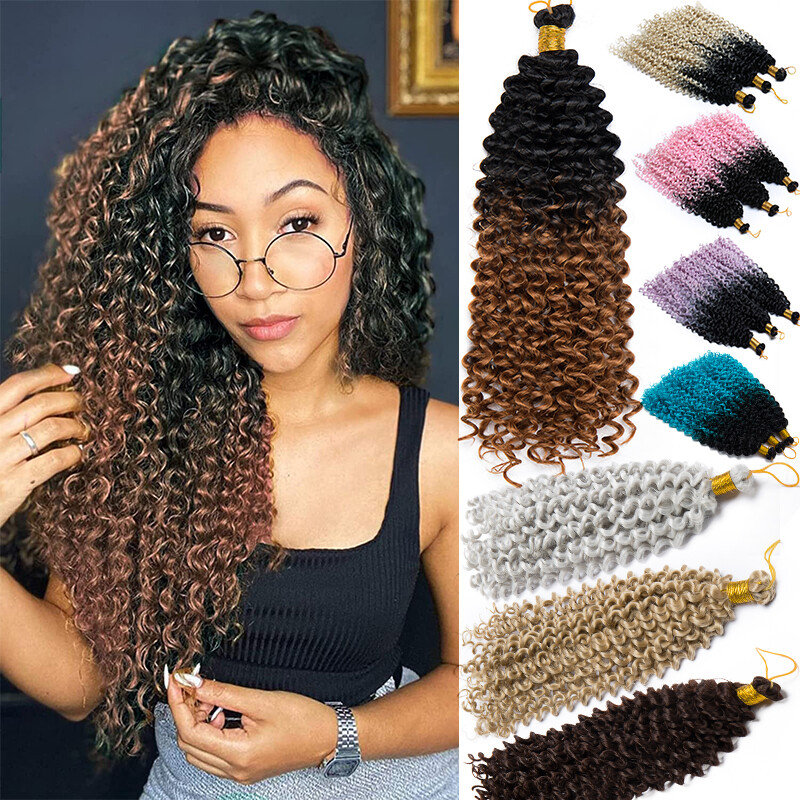 Kinky Curly Braids Afro Crochet Braiding Hair Extensions Water Weaving Braid US