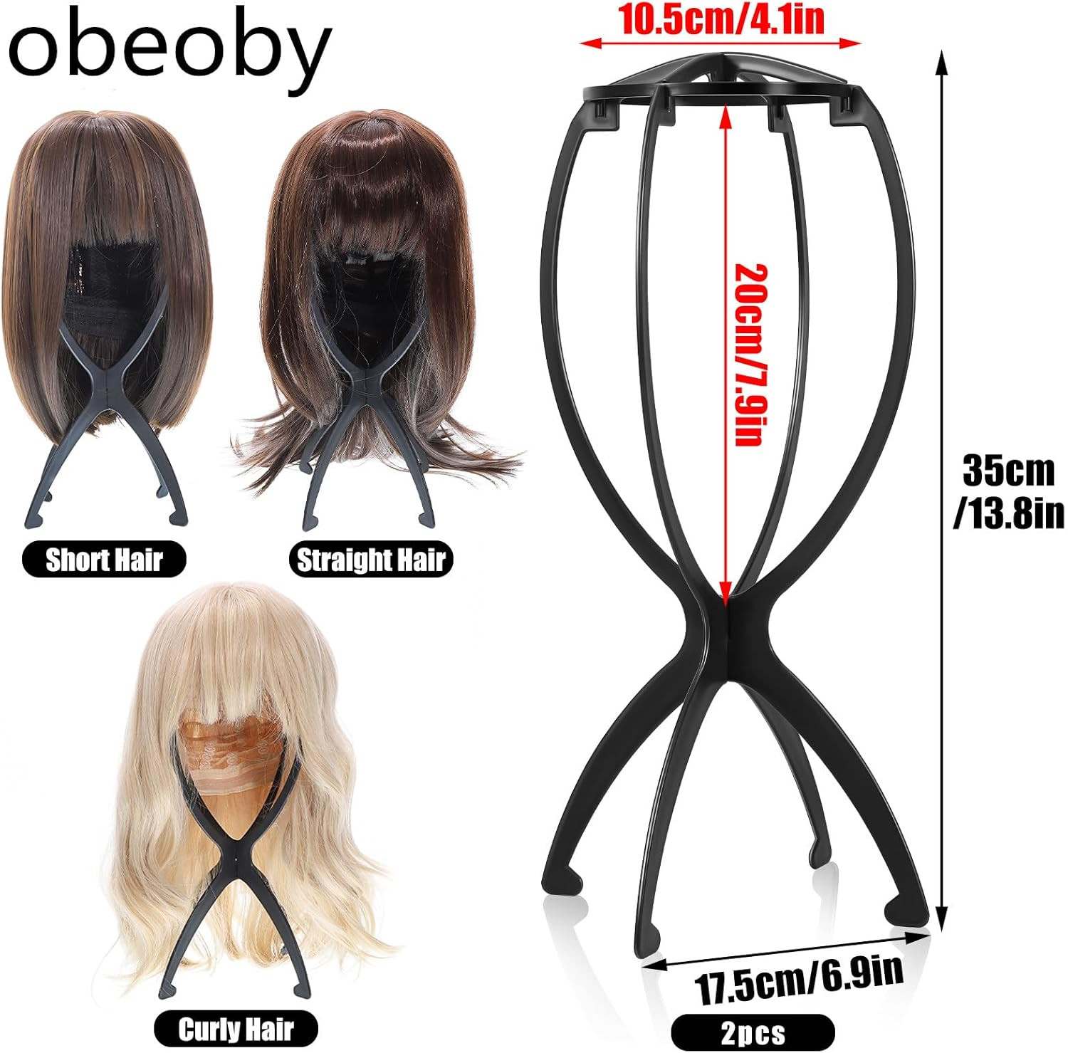 Wig Stand, Portable Wig Holder Wig Head Stand for All Wigs Travel Wig Hair Styli