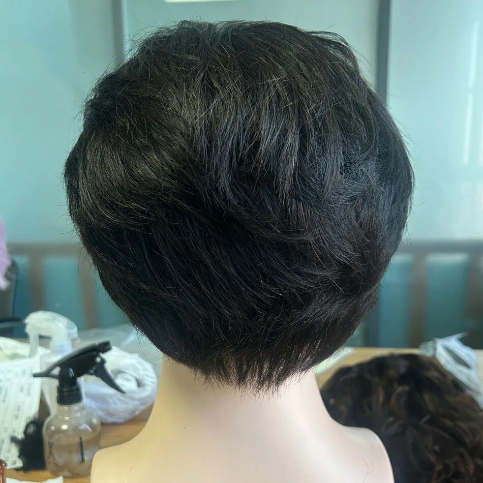Side Part Human Hair Full Lace Wig For Men Short Cut Human Hair Wigs With Bangs