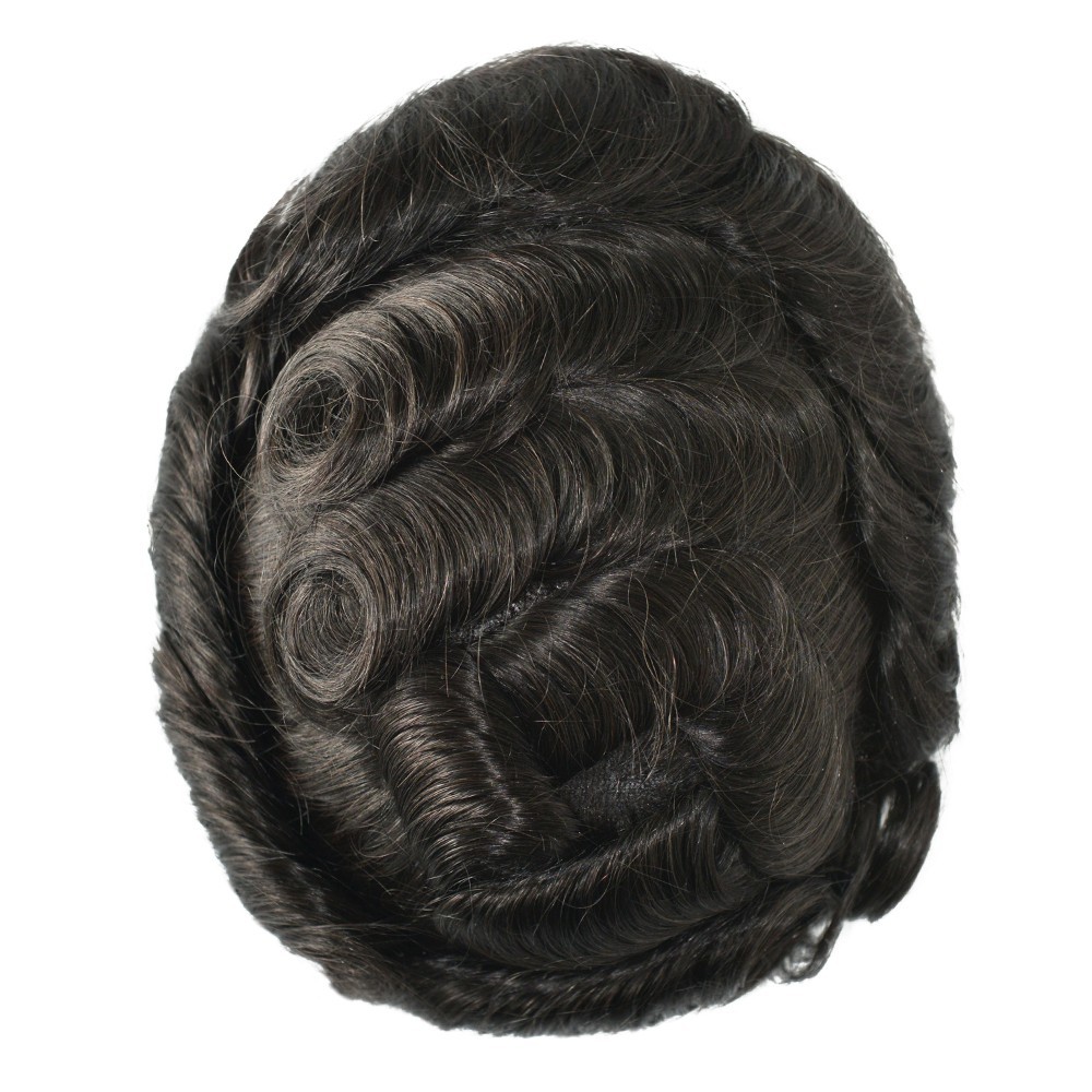 Toupee Mens Human Hair Replecement System All Lace Hairpieces Off Black 8”X10”