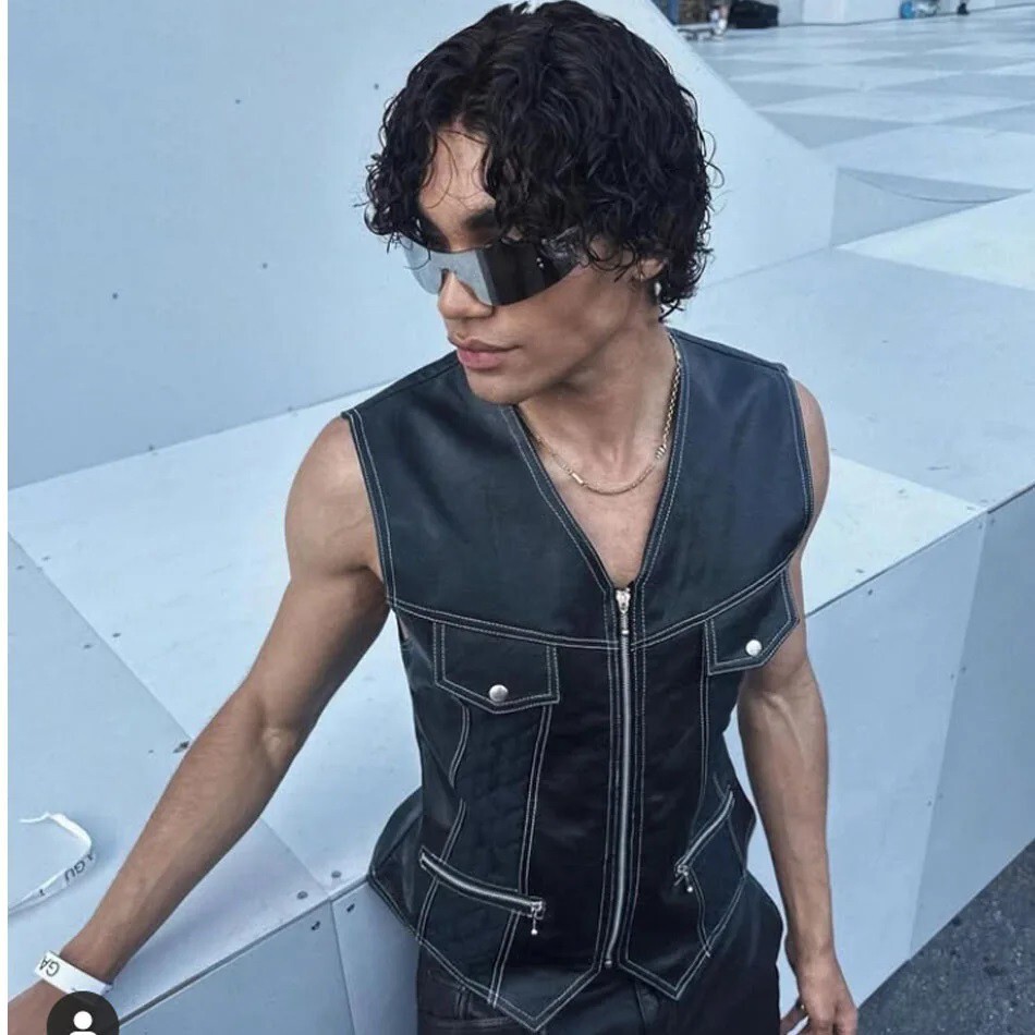 Short Curly 13X6 Lace Front Human Hair Wig for Men Pixie Cut Mullet Wig Bangs