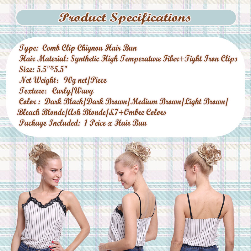 THICK Chignon Messy Bun Updo Clip in Extensions Curly Hair Piece Real as Human