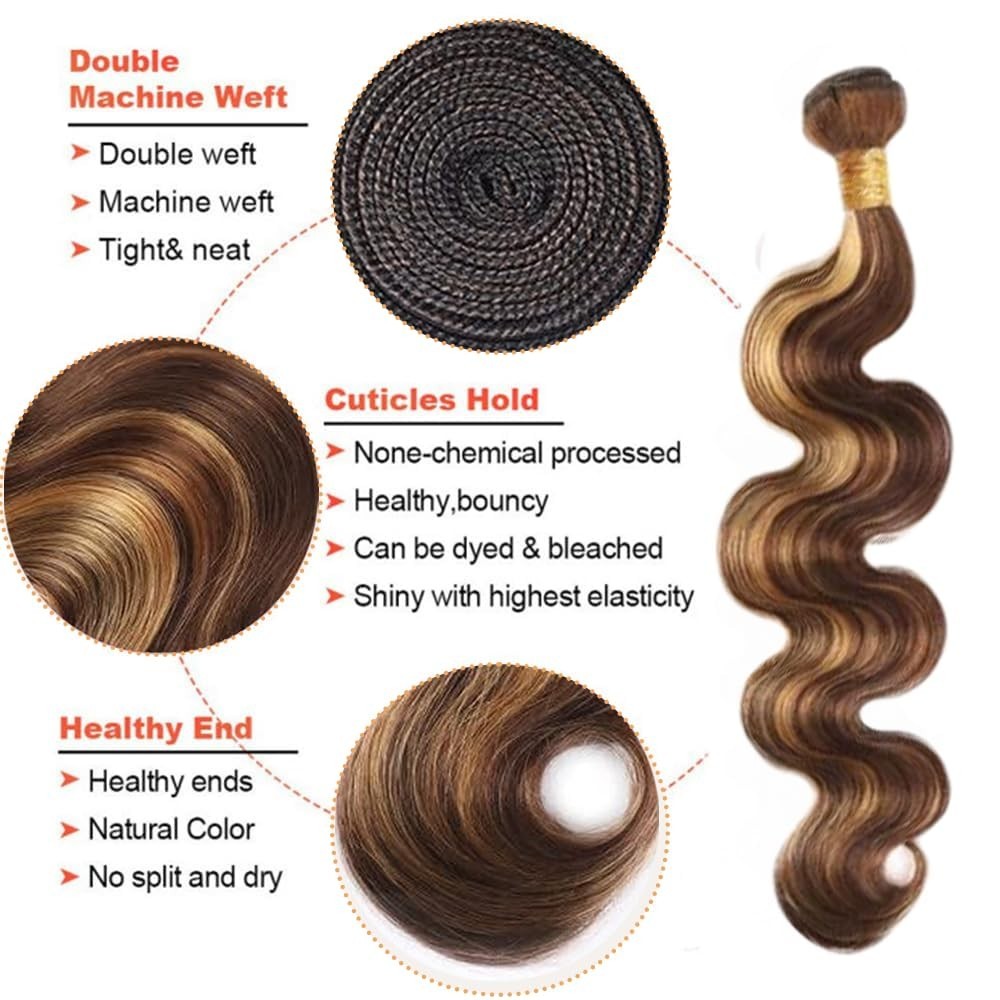 P427 Honey Blonde Body Wave Human Hair Bundles – 26 28 30 Inch Luxury Extensions