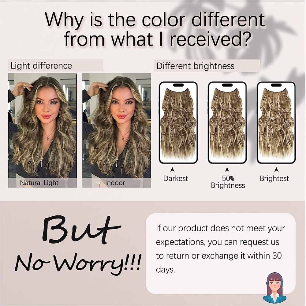 100% Real Natural as Human Wire Clip in Hair Extensions Invisible One Piece Wavy