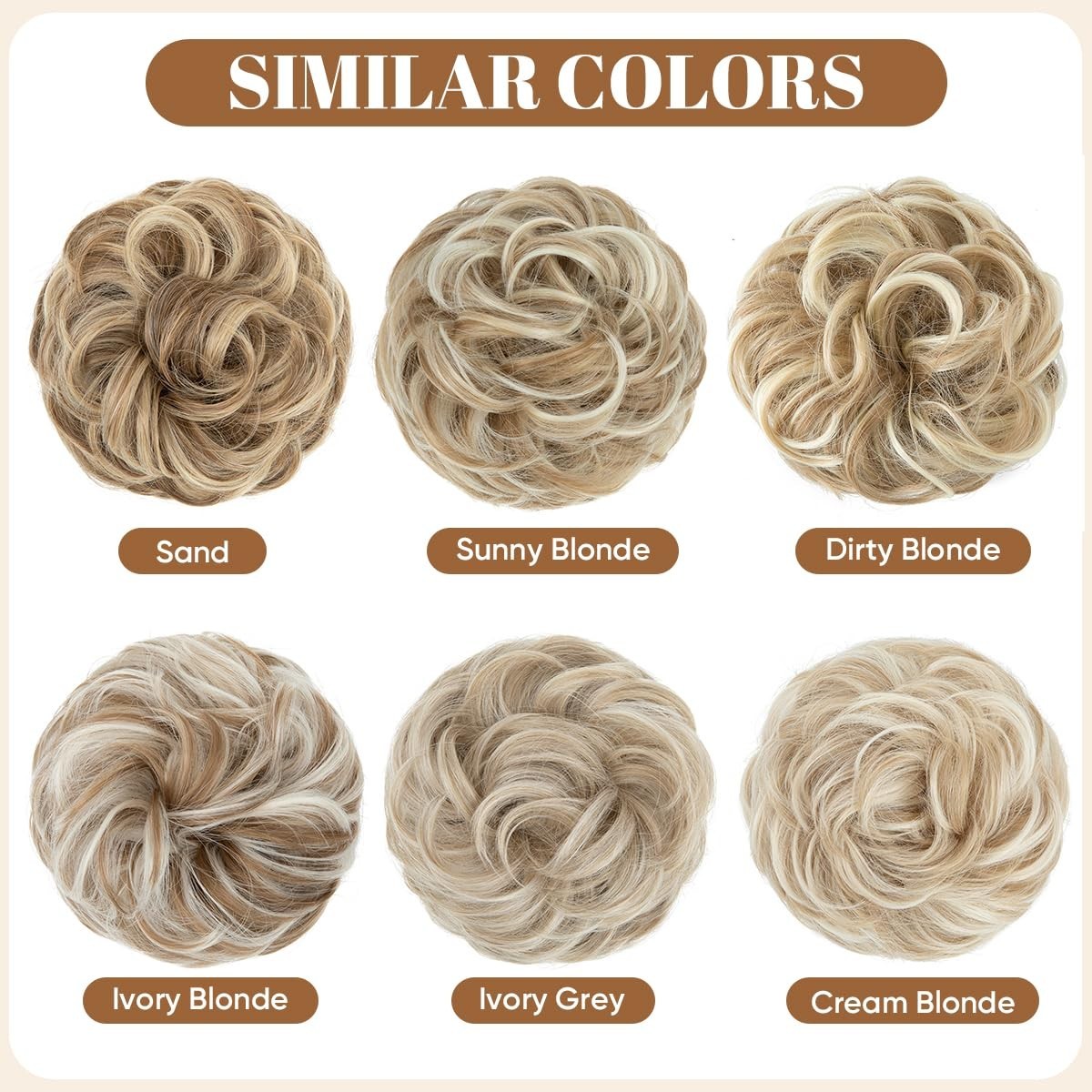 Large Messy Bun Hair Piece Wavy Curly Scrunchies Synthetic Chignon Ponytail H…