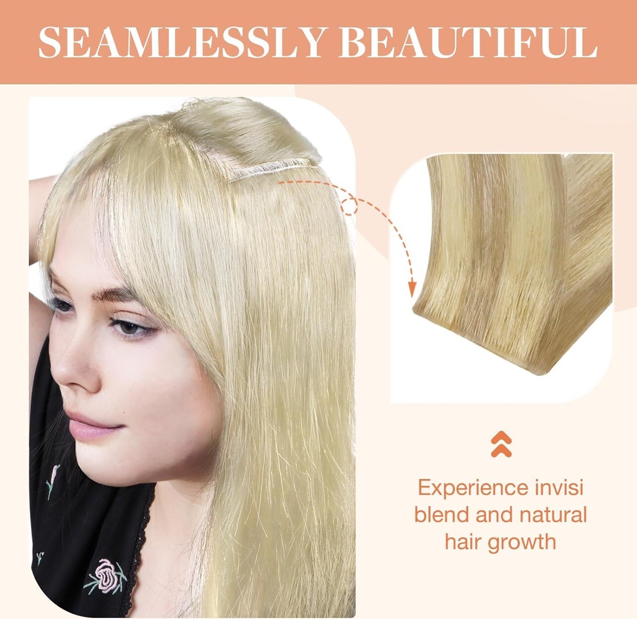 GOO GOO Invisi Edge Clip in Hair Extensions, 16inch 110g 7Pcs, Injected Seamless