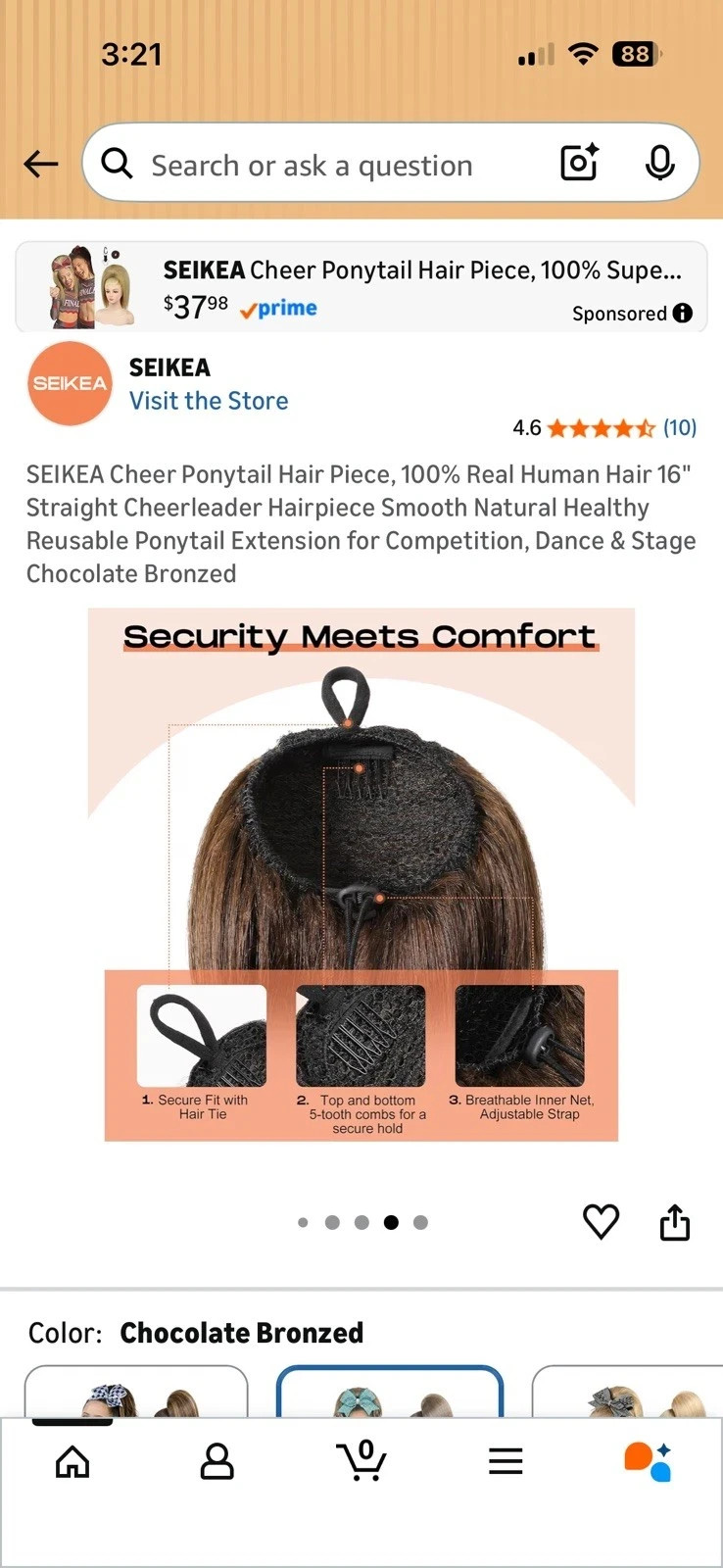 NEW Cheer Ponytail Hair Piece 100% Human Hair Straight