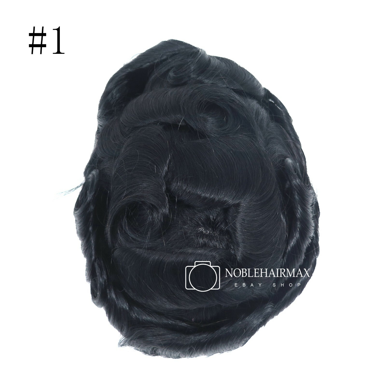 Mens Toupee Human Hair Replacement System Skin V-Loop Black Hairpiece #1 8×10