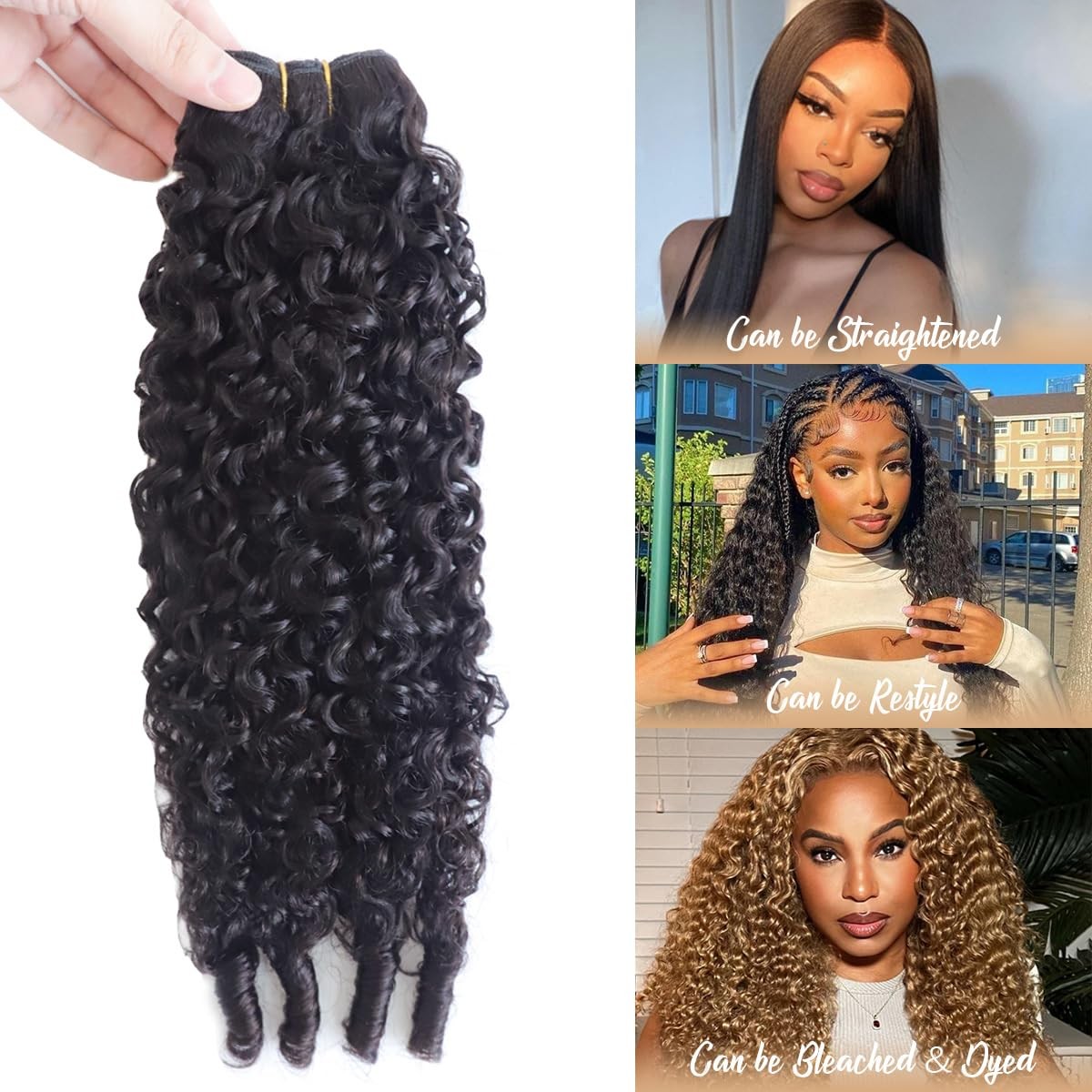Acusoee Burmese Curly Bundles Human Hair 18 18 20 Inches 100 Unprocessed Quick