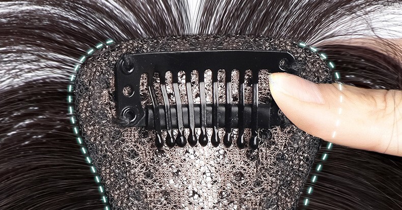 10″ 100% Human Hair Topper with Bangs Fringe Clip in Hairpiece Top Piece Toupee