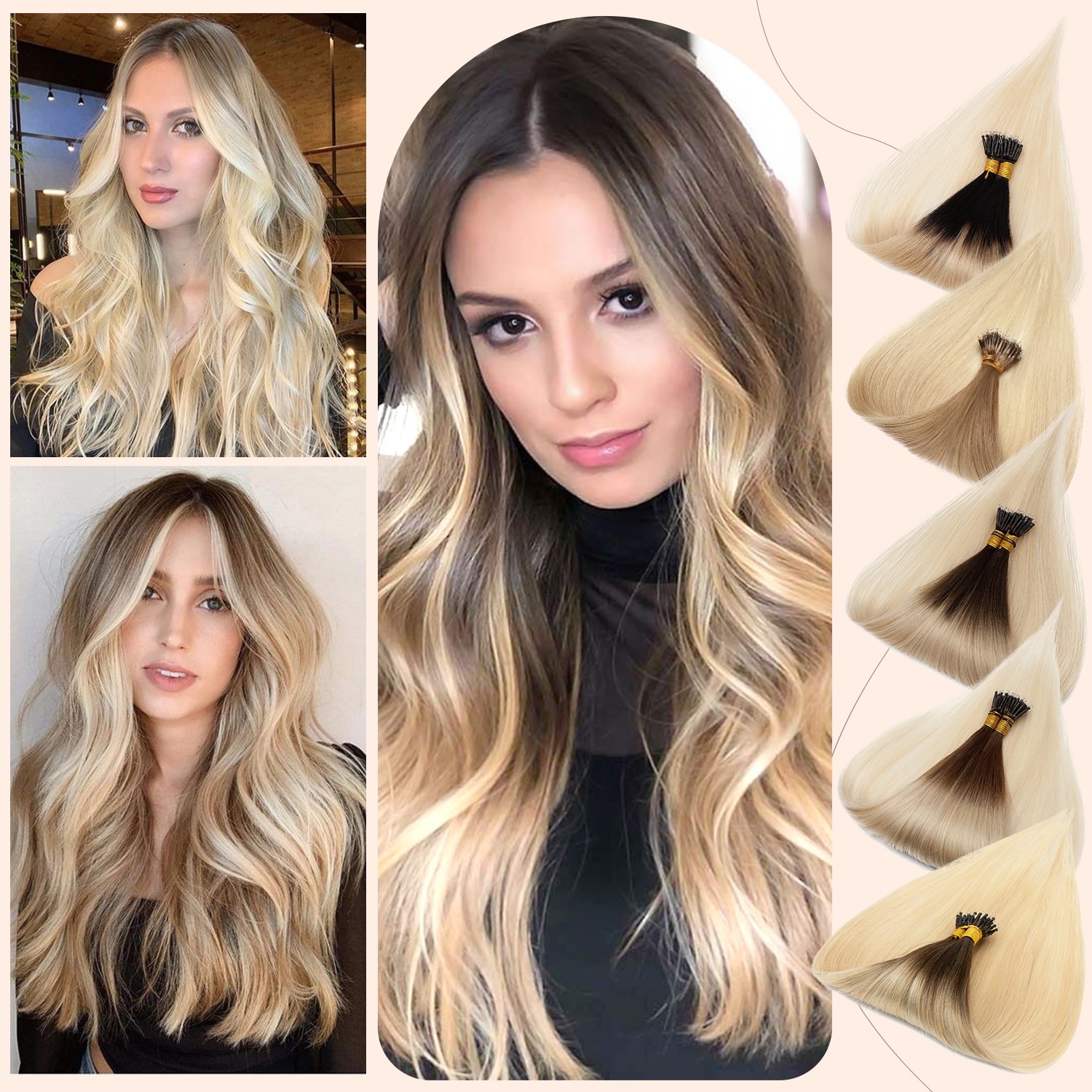 50G-100G Nano Ring Loop Real Human Remy Hair Extensions Micro Bead Tip Full Head