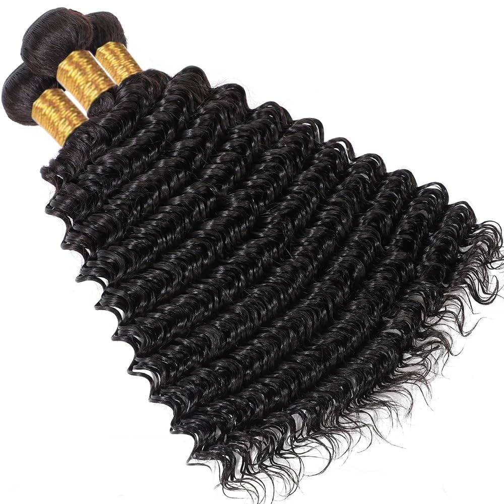 Loose Wave Deep Wave Bundles Human Hair Natural Black Color 14 14 14 Inch Brazil